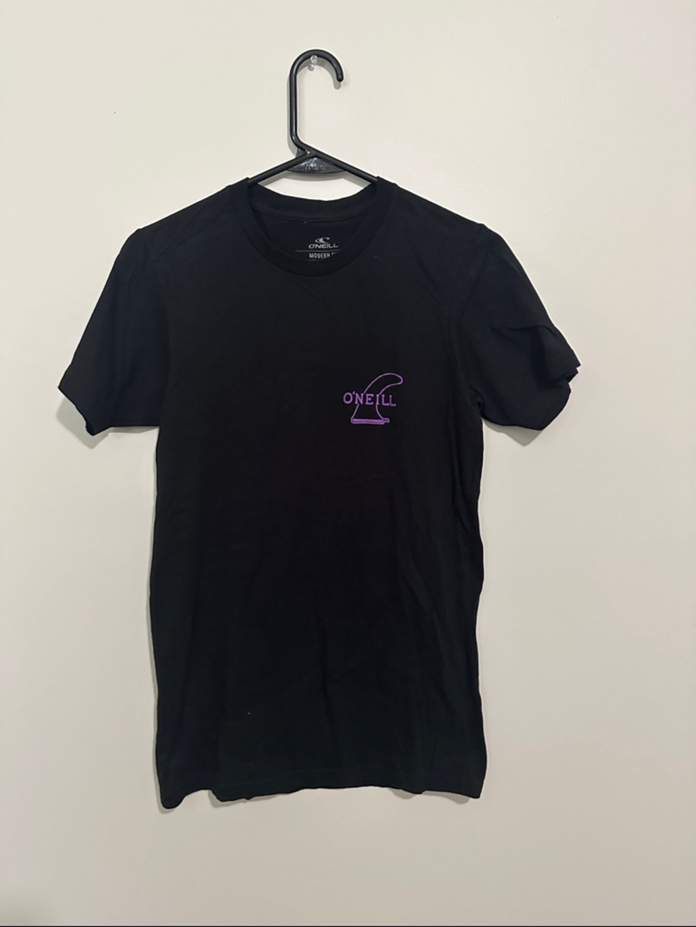 O'Neill Black Short Sleeve Tee with Purple Logo